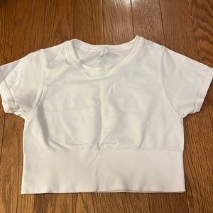 Aerie offline cropped white tshirt, size medium
